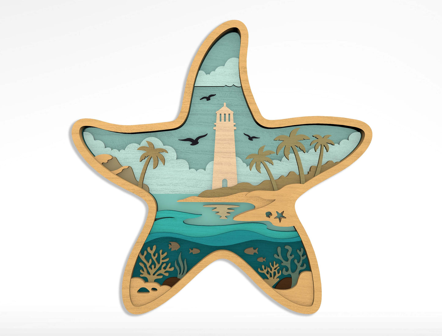 Summer Beach Laser Cut File Bundle for Glowforge xTool LightBurn 12 Multilayer Tropical SVG Designs