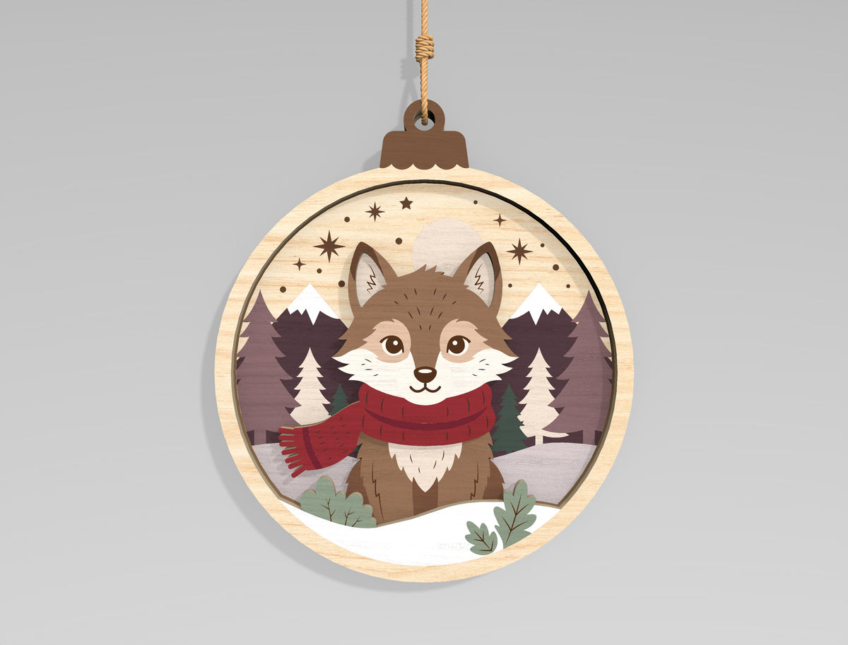 Christmas Woodland Animal Ornament SVG Bundle Laser Cut Files