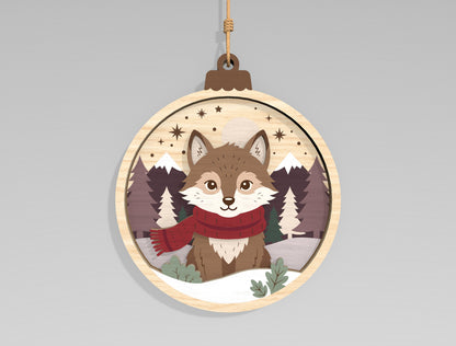 Christmas Woodland Animal Ornament SVG Bundle Laser Cut Files
