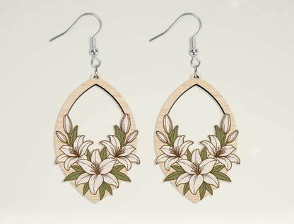 Floral Teardrop Earring SVG Bundle for Glowforge and LightBurn