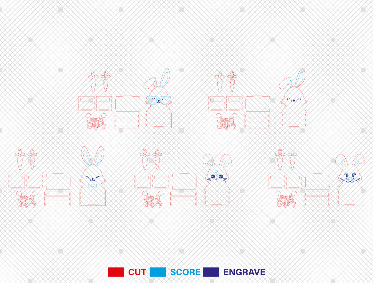 Personalized Easter Bunny Basket SVG Bundle for LightBurn and xTool
