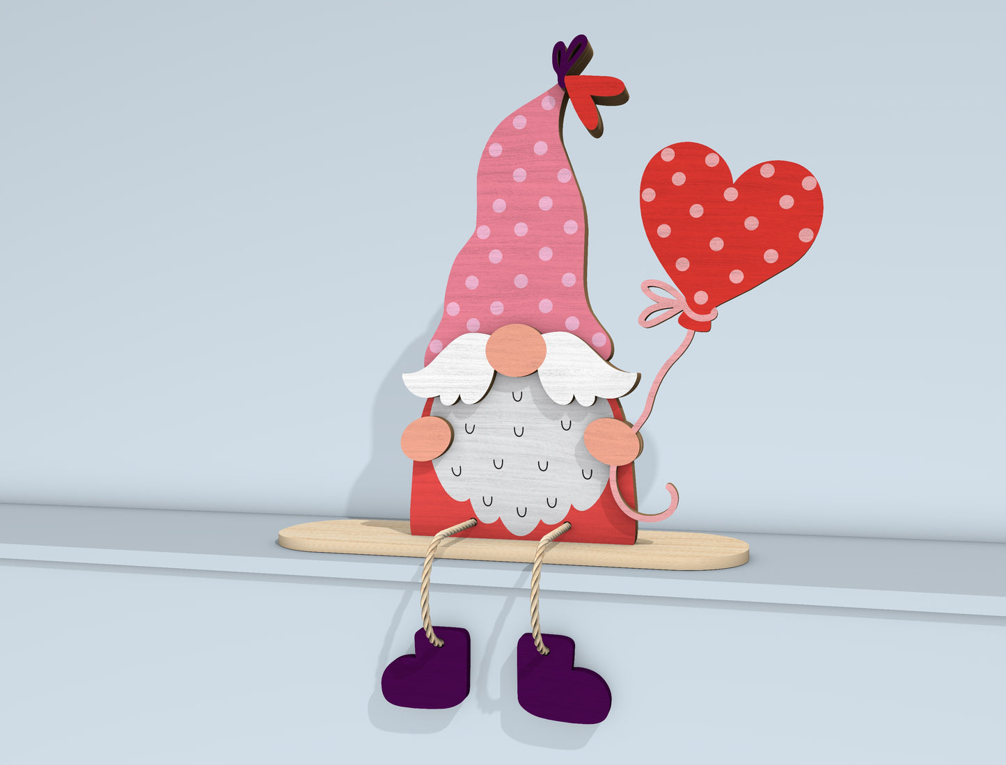 Valentine Gnome Shelf Sitter Laser Cut File | Love Gnome Bundle | Cute Wooden Decor | Glowforge, xTool, LightBurn, etc.