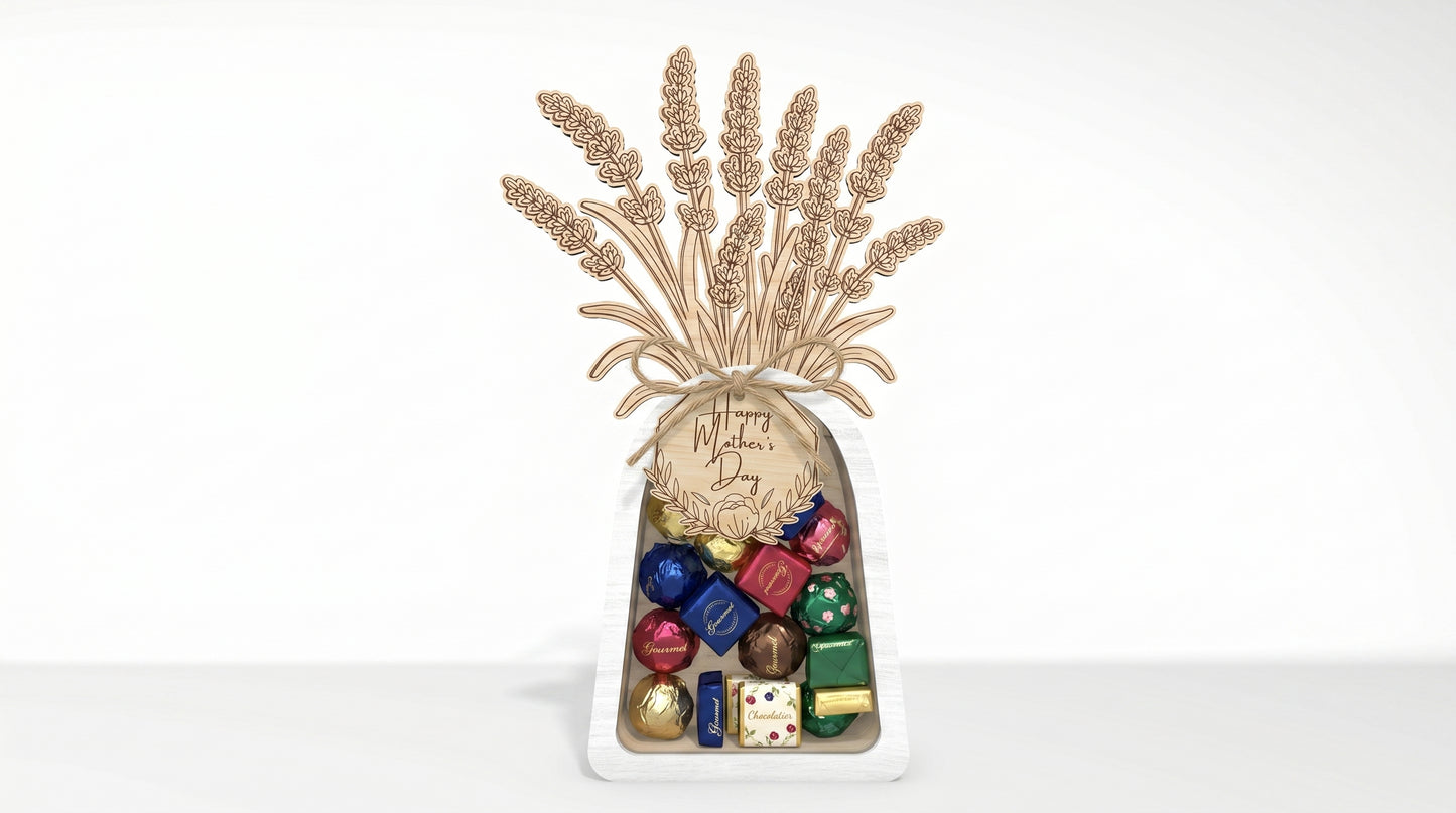 Mother's Day Flower Vase Candy Holder SVG 3D Bouquet Jar Laser Cut File for Glowforge and xTool