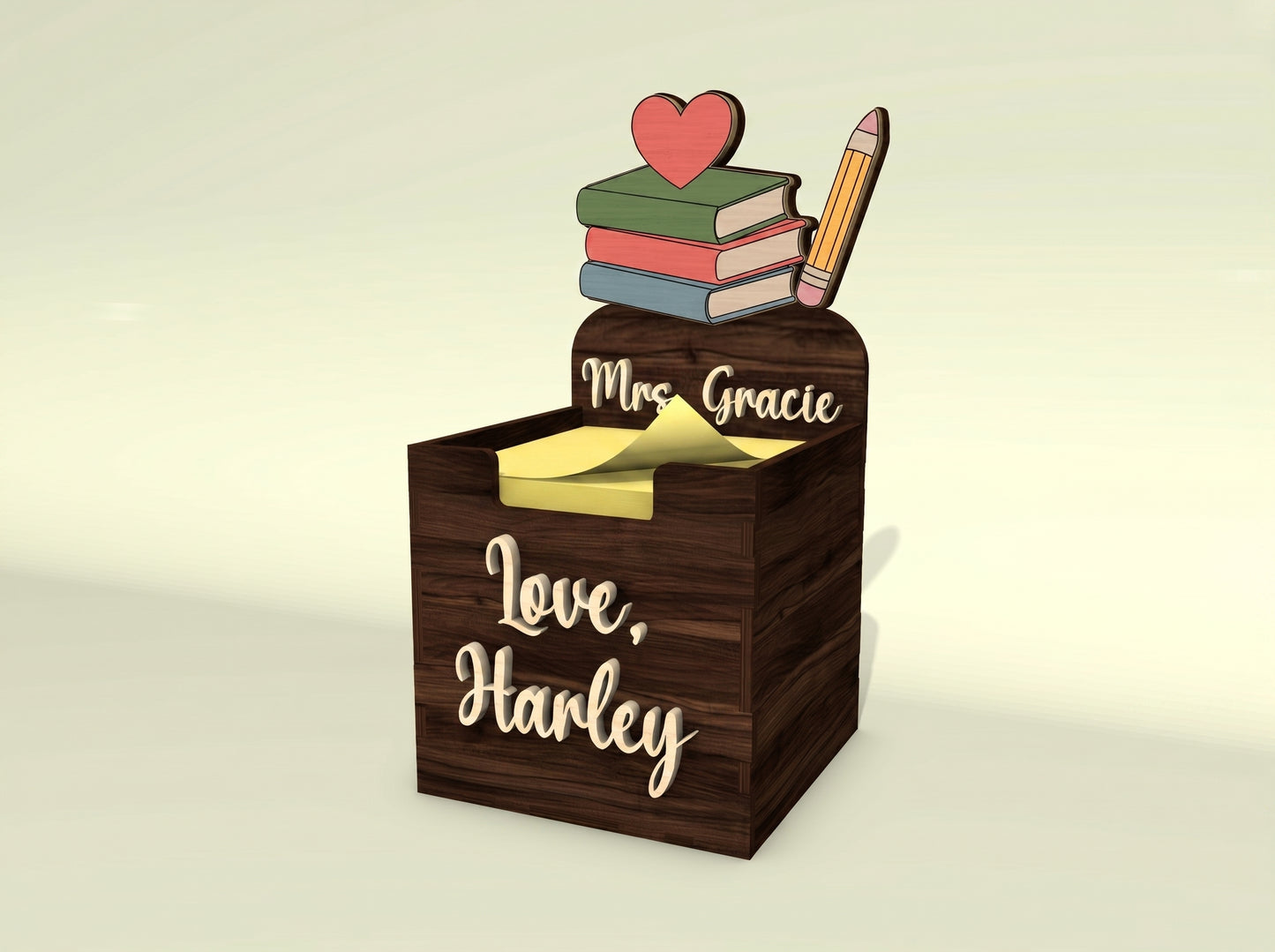 Personalized Teacher Sticky Note Holder SVG for LightBurn and xTool