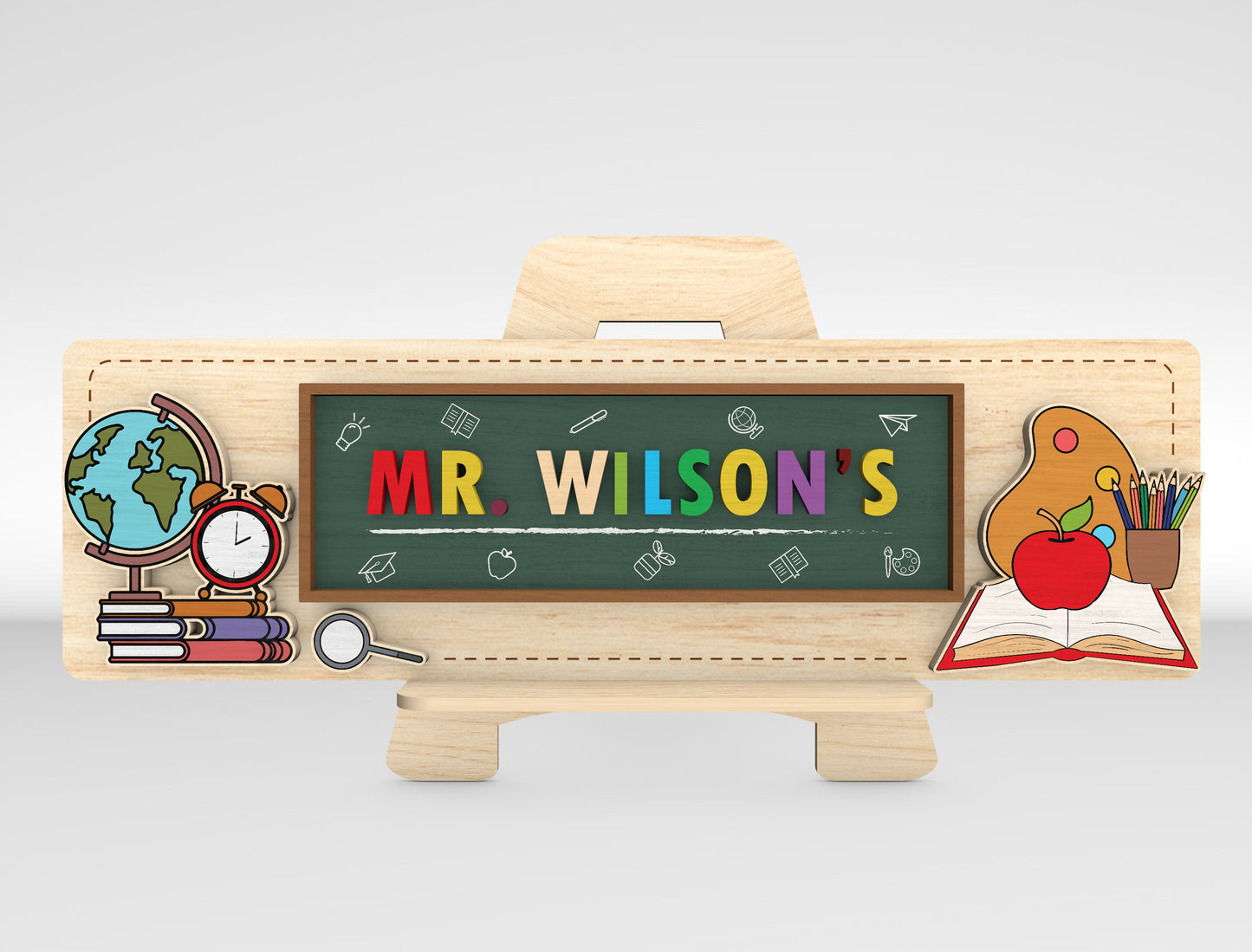 Personalized Teacher Desk Name Plate SVG Laser Cut File for Glowforge and xTool