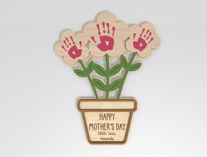 Mother's Day Handprint Craft Bundle SVG Kids Sign Laser Cut File for LightBurn and xTool