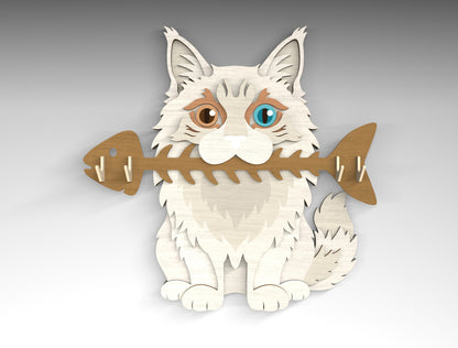 Cat Breed Key Holder SVG Bundle for Glowforge and LightBurn