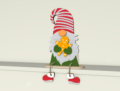 Christmas Gnome Shelf Sitter Laser Cut File | Ready to Cut | Glowforge, xTool, LightBurn, etc.