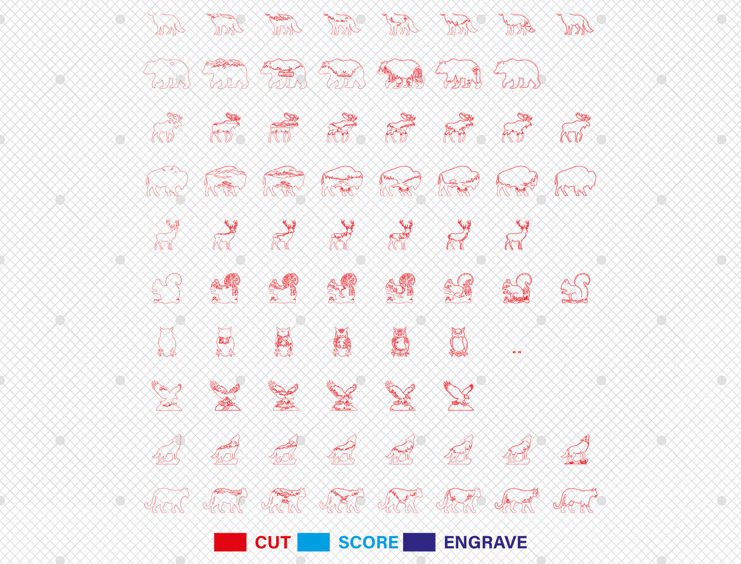 Multilayer Wildlife Animal SVG Bundle for Glowforge xTool LightBurn 10 Designs