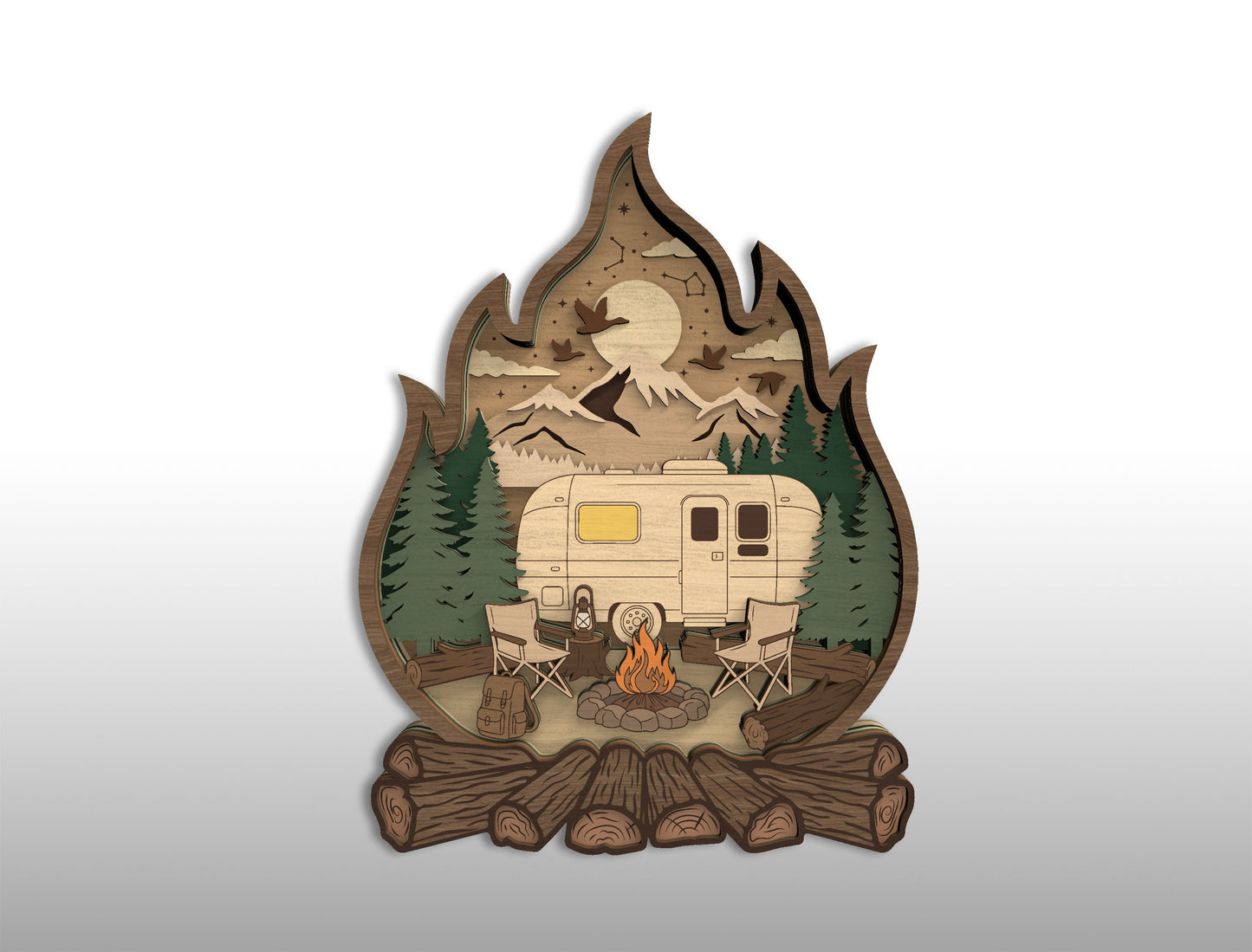 Adventure Multilayer Laser Cut File Bundle for Glowforge xTool LightBurn Camping Hiking SVG 14 Designs