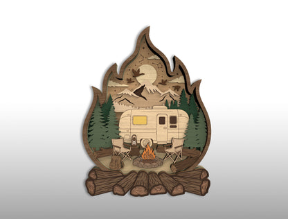 Adventure Multilayer Laser Cut File Bundle for Glowforge xTool LightBurn Camping Hiking SVG 14 Designs