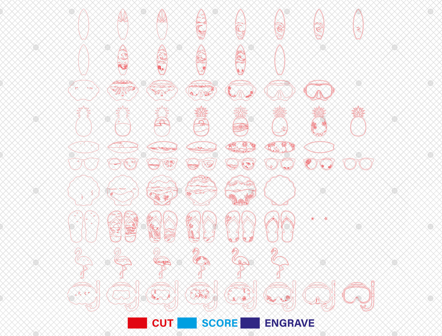 Summer Multilayer SVG Bundle for Glowforge and xTool