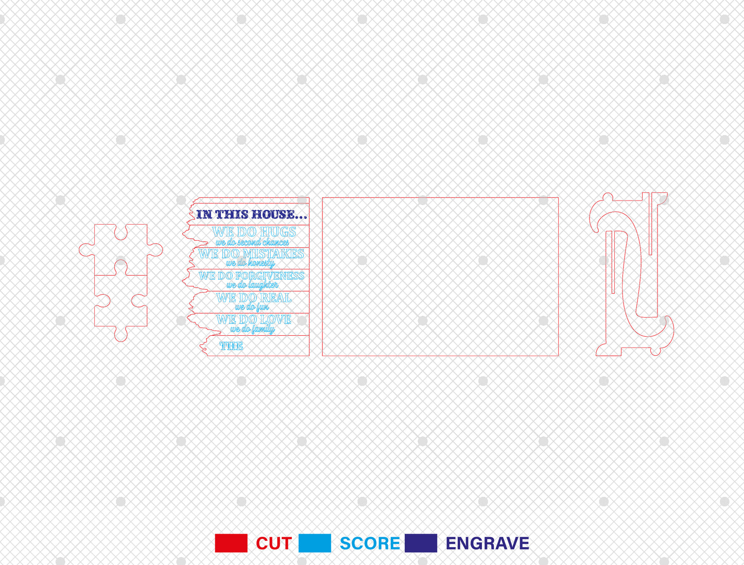 "In This House We Do Hugs" Family Puzzle Sign SVG for xTool