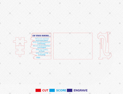 "In This House We Do Hugs" Family Puzzle Sign SVG for xTool