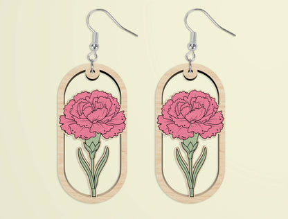 Oval Wooden Floral Dangle Earrings SVG Bundle for xTool and Glowforge