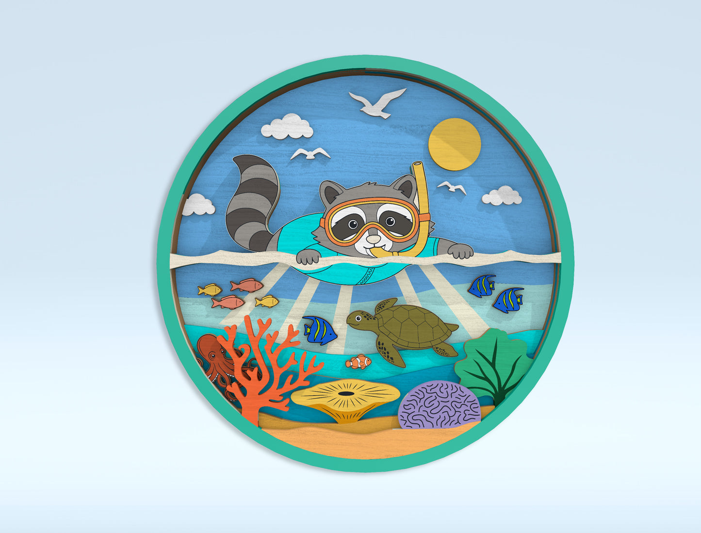Multilayer Coastal Animal SVG Bundle Laser Cut File for LightBurn