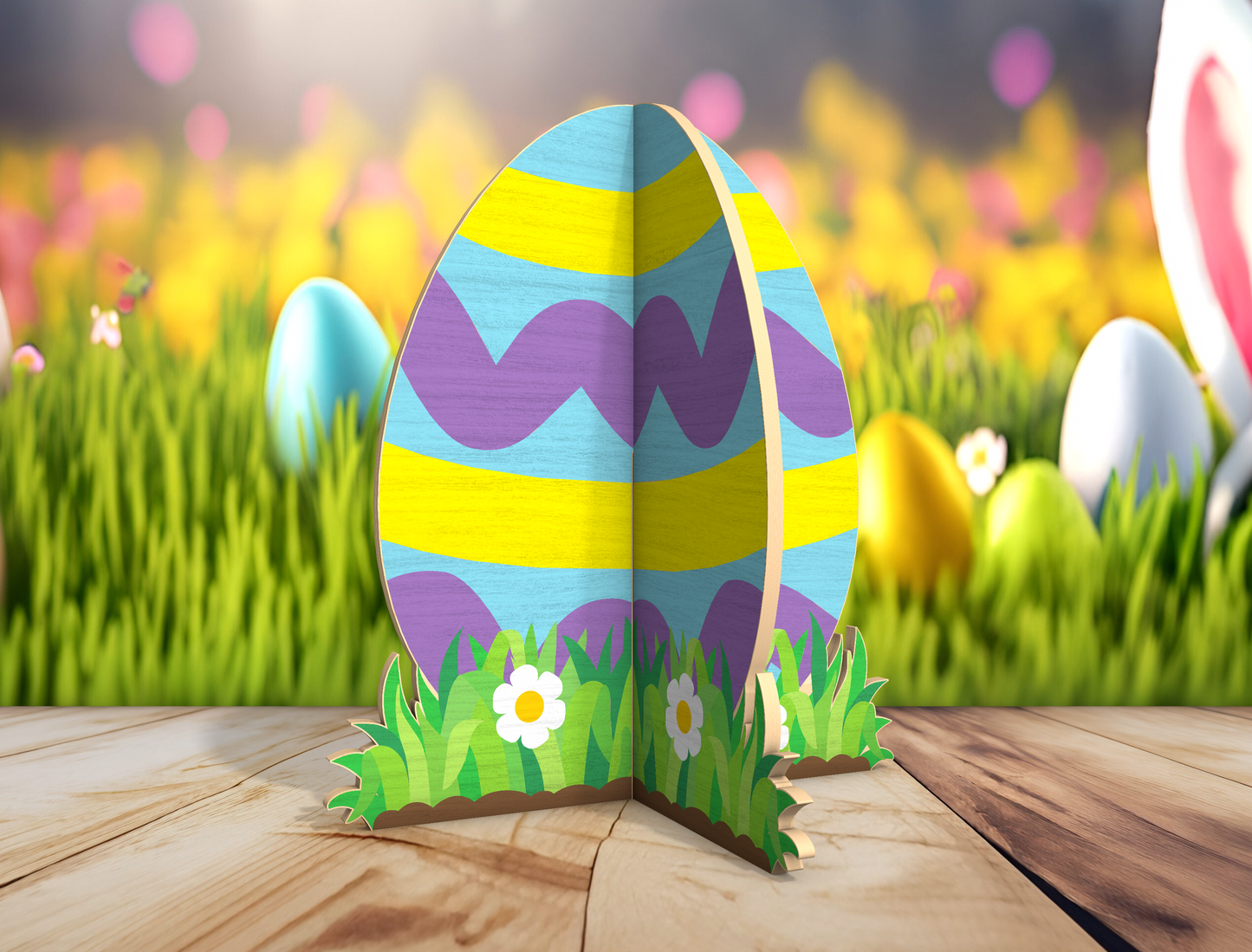 Easter Egg Stand SVG Freestanding Egg Ornament Spring for LightBurn