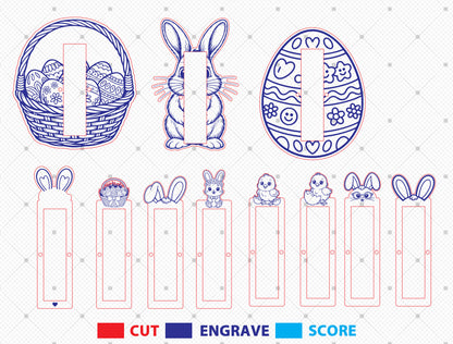 11 Easter Chocolate Holder SVG Bundle Bunny Basket for Glowforge and xTool