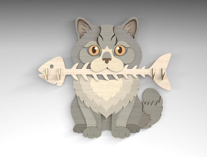 Cat Breed Key Holder SVG Bundle for Glowforge and LightBurn