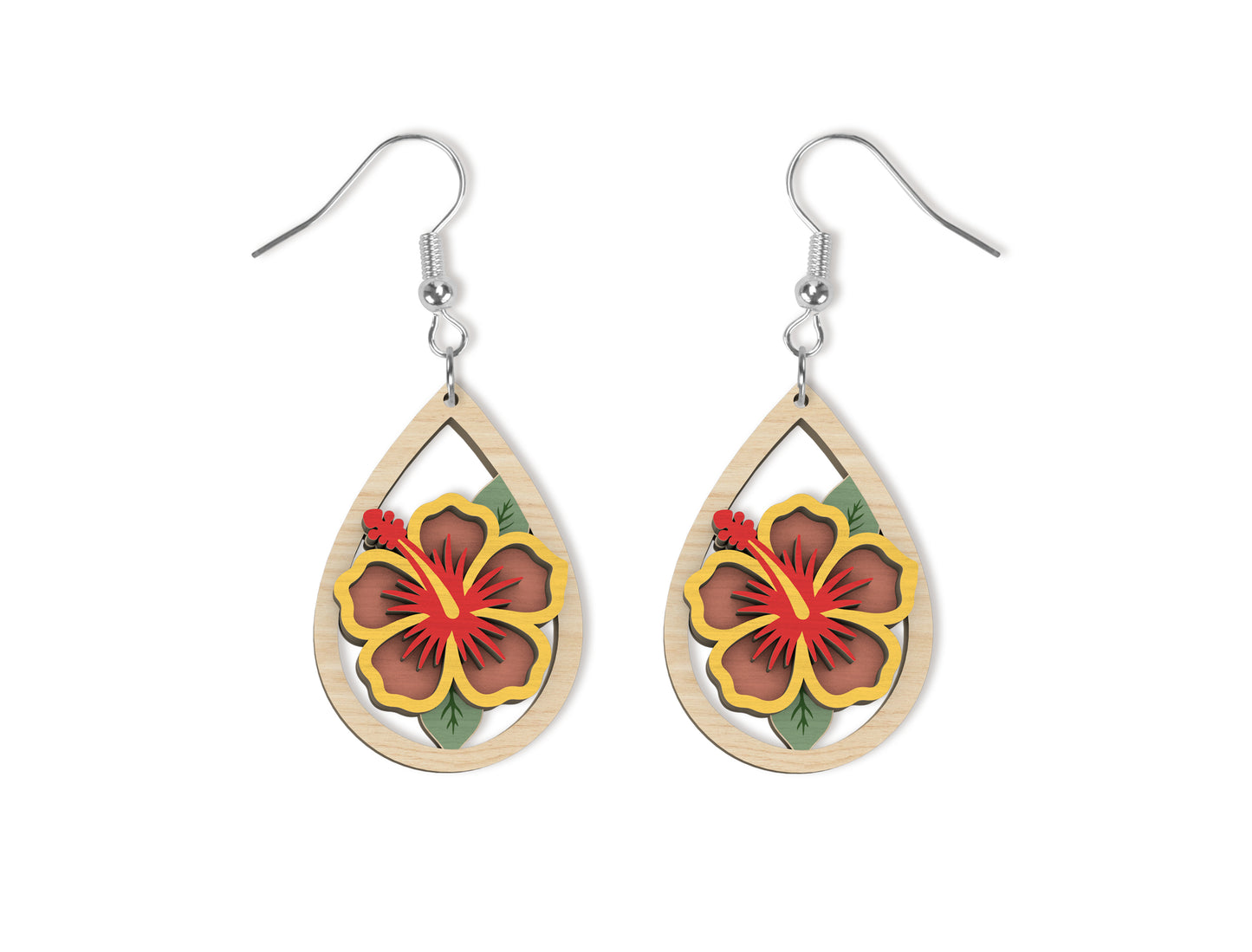 Floral Teardrop Earring SVG Bundle Spring Flower Jewelry Laser Cut File for xTool and Glowforge