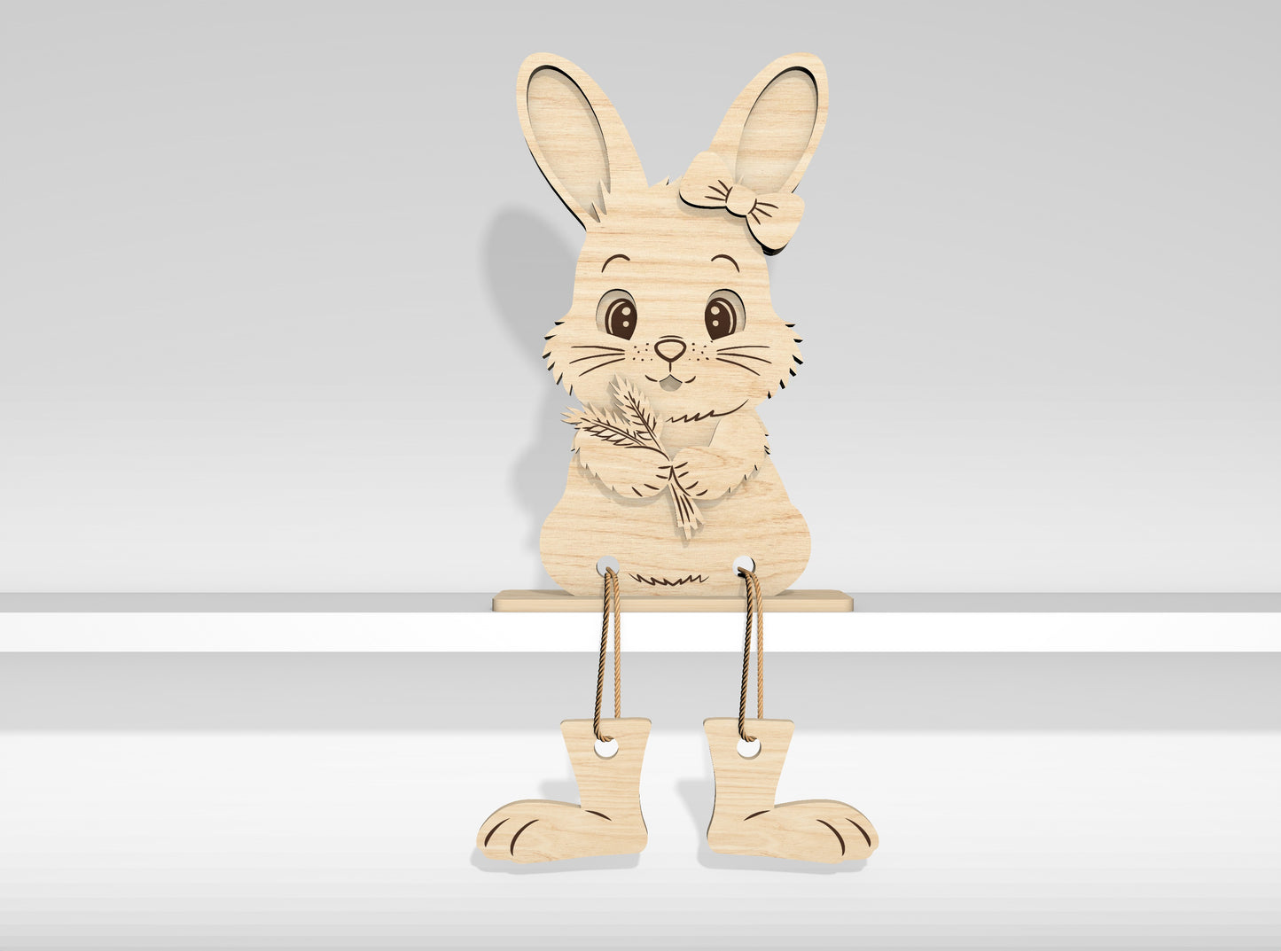 12 Easter Bunny Shelf Sitters SVG Laser Cut File for Glowforge and xTool
