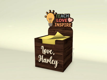 Personalized Teacher Sticky Note Holder SVG for LightBurn and xTool