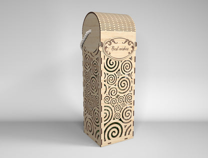 Wine Bottle Gift Box Bundle SVG Laser Cut File for Glowforge and xTool