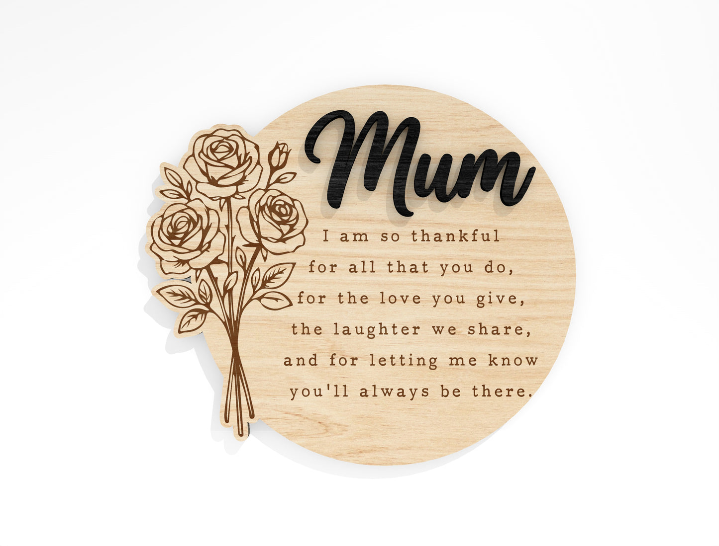 Round Mom Quote Sign SVG Mother's Day Wall Decor Laser Cut File for xTool and Glowforge