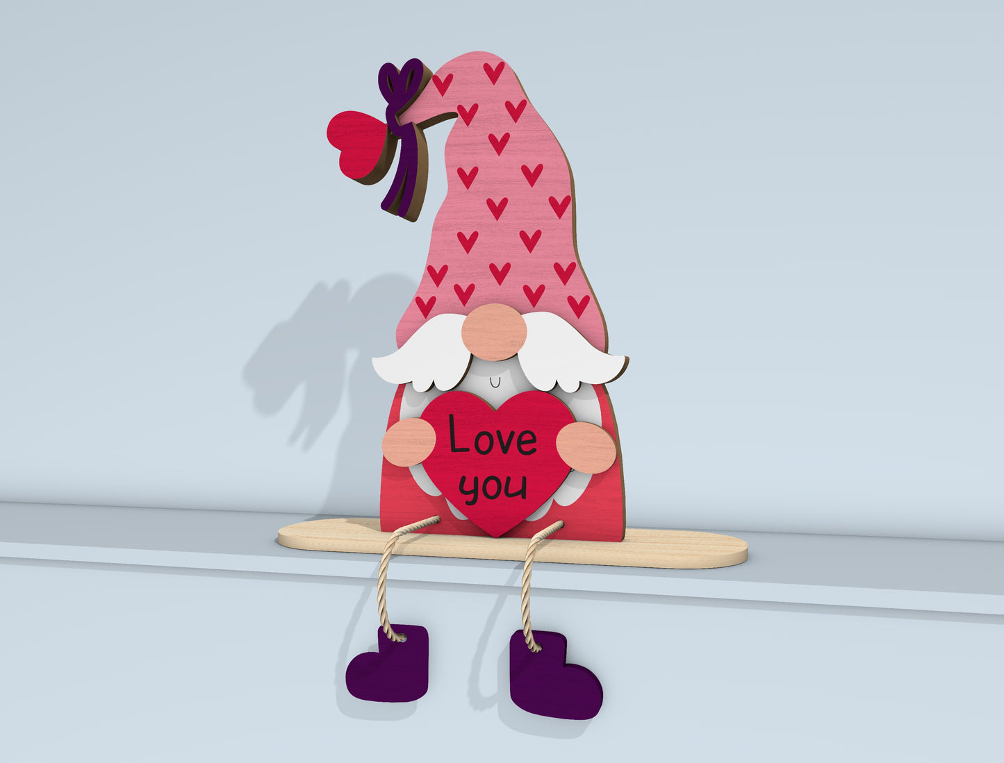 Valentine Gnome Shelf Sitter Laser Cut File | Love Gnome Bundle | Cute Wooden Decor | Glowforge, xTool, LightBurn, etc.