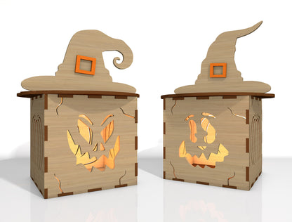 Halloween Pumpkin Face Lantern SVG Bundle Laser Cut File | 35 Pumpkin Face Designs | Spooky Light Decor | Glowforge, xTool, LightBurn, etc.