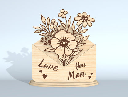 Floral Envelope Stand Sign SVG Bundle for Glowforge and xTool