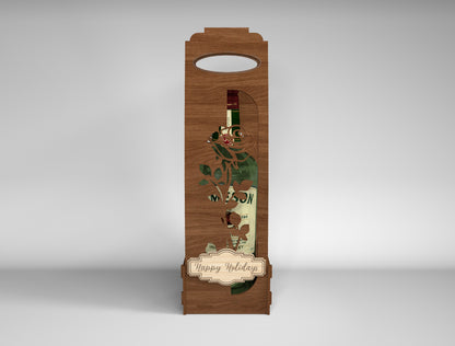 Wooden Wine Bottle Gift Box Bundle SVG Laser Cut File for xTool and Glowforge