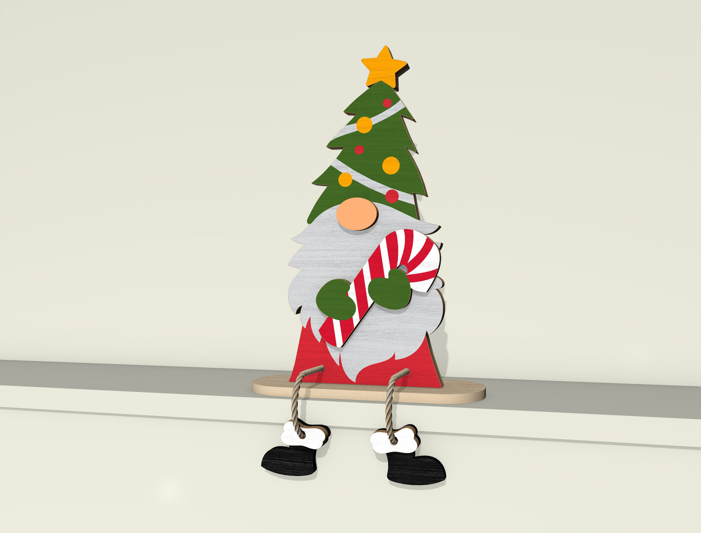 Christmas Gnome Shelf Sitter Laser Cut File | Ready to Cut | Glowforge, xTool, LightBurn, etc.