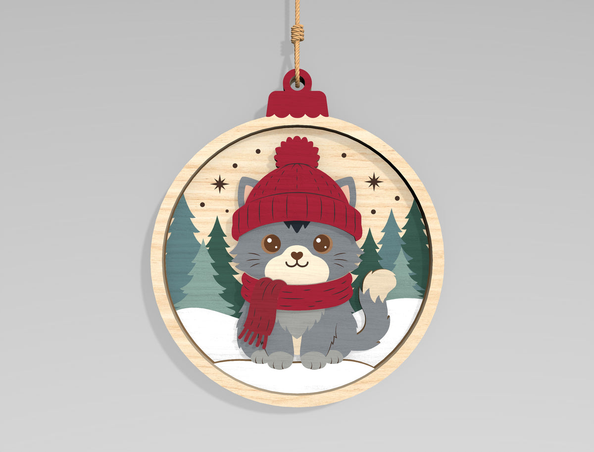 Christmas Woodland Animal Ornament SVG Bundle Laser Cut Files