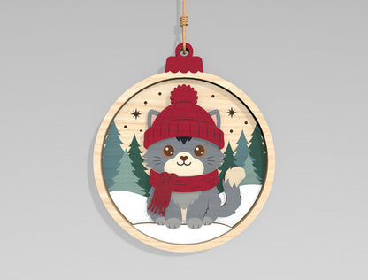 Christmas Woodland Animal Ornament SVG Bundle Laser Cut Files