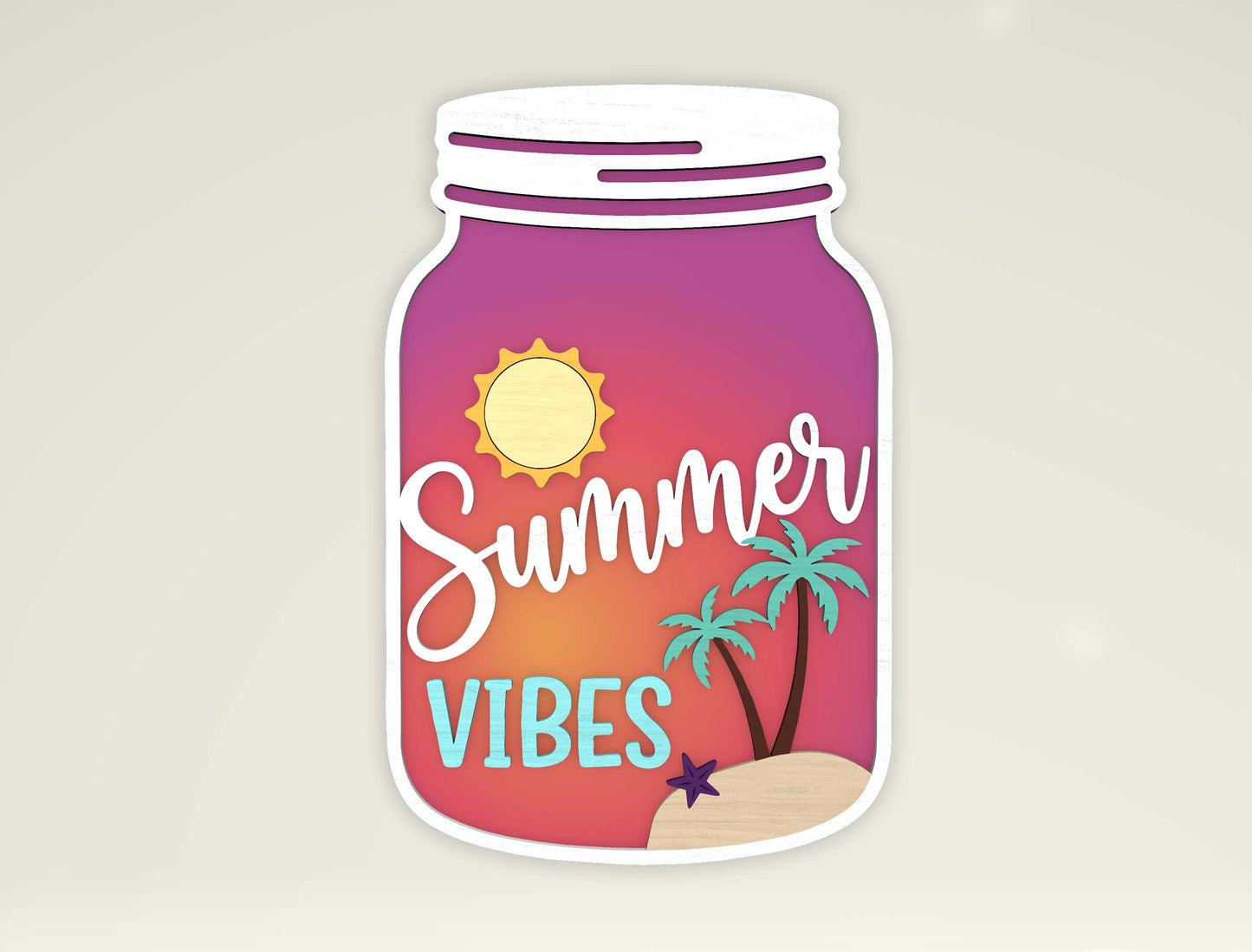 Summer Mason Jar Sign SVG Bundle for Glowforge and LightBurn