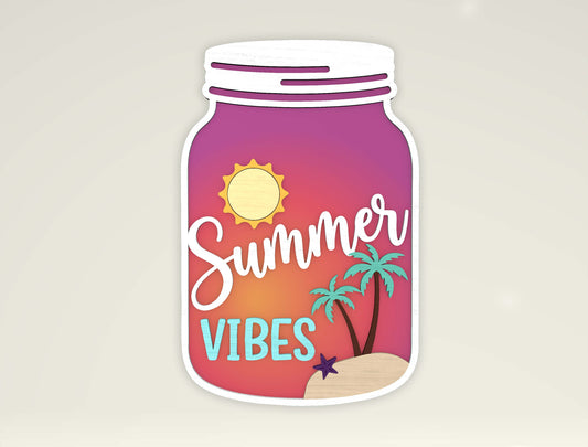 Summer Mason Jar Sign SVG Bundle for Glowforge and LightBurn