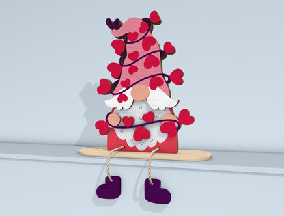 Valentine Gnome Shelf Sitter Laser Cut File | Love Gnome Bundle | Cute Wooden Decor | Glowforge, xTool, LightBurn, etc.