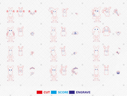 12 Easter Bunny Shelf Sitters SVG Laser Cut File for Glowforge and xTool