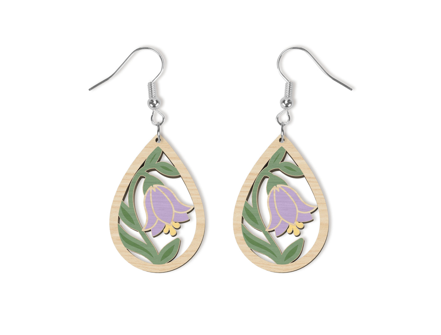 Floral Teardrop Earring SVG Bundle Spring Flower Jewelry Laser Cut File for xTool and Glowforge