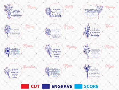 Round Mom Quote Sign SVG Mother's Day Wall Decor Laser Cut File for xTool and Glowforge
