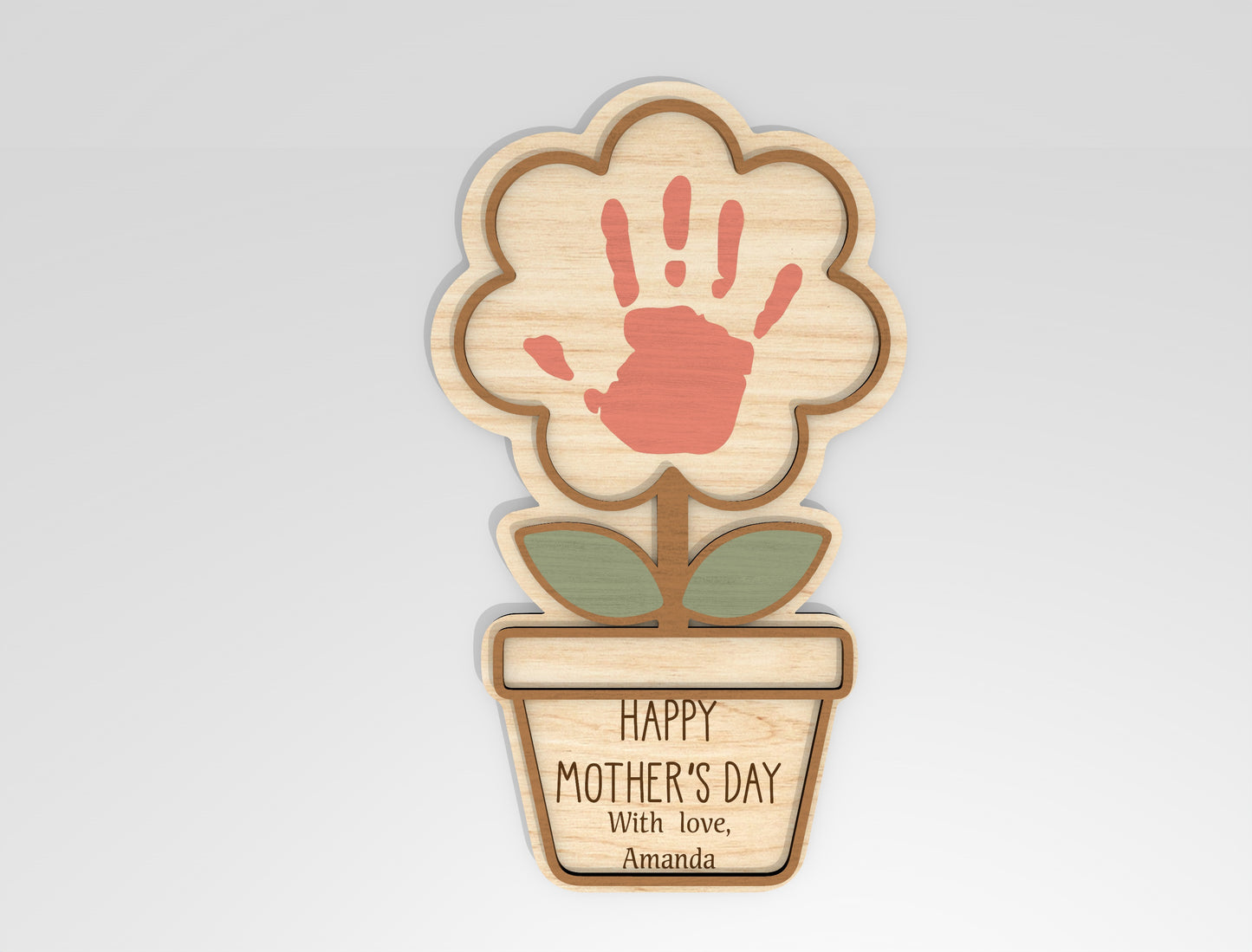 Mother's Day Handprint Craft Bundle SVG Kids Sign Laser Cut File for LightBurn and xTool