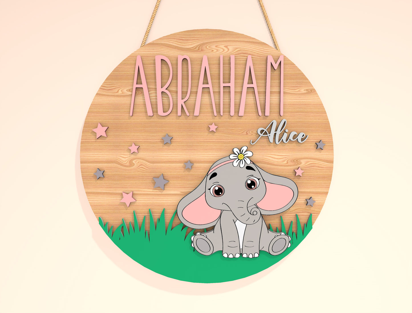 Personalized Baby Animal Name Sign SVG Bundle for xTool and Glowforge