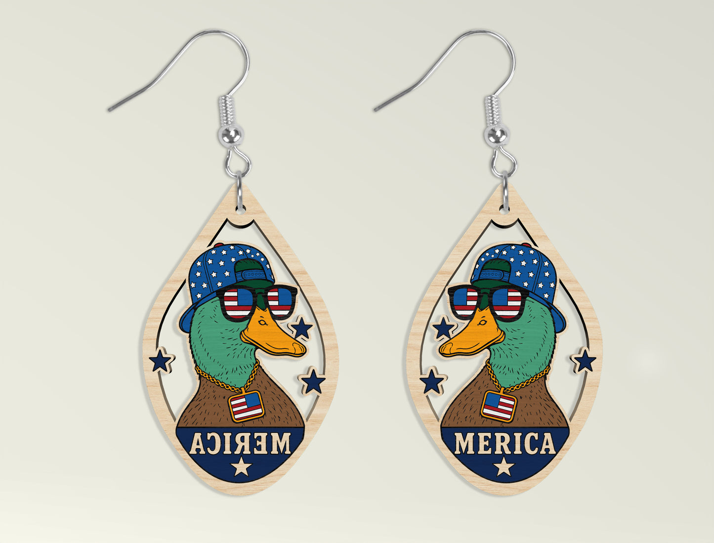 Patriotic Teardrop Earring SVG Bundle Laser Cut File for Glowforge