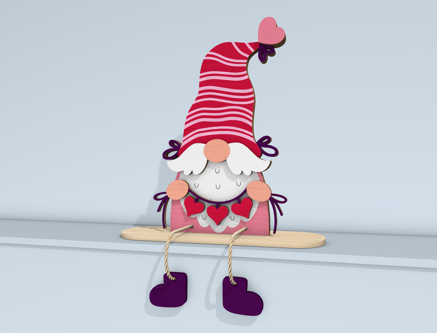 Valentine Gnome Shelf Sitter Laser Cut File | Love Gnome Bundle | Cute Wooden Decor | Glowforge, xTool, LightBurn, etc.