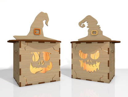 Halloween Pumpkin Face Lantern SVG Bundle Laser Cut File | 35 Pumpkin Face Designs | Spooky Light Decor | Glowforge, xTool, LightBurn, etc.