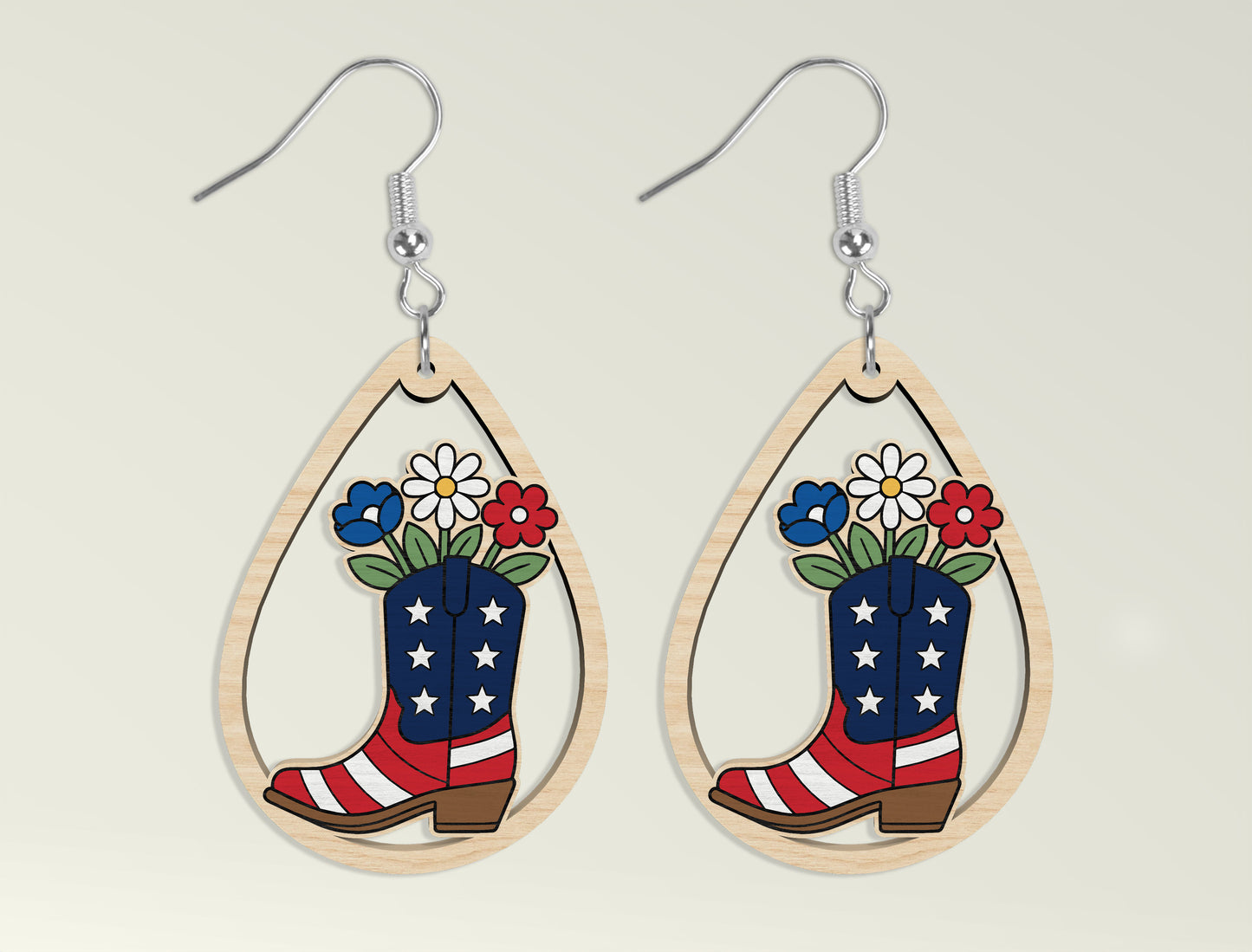 Patriotic Teardrop Earring SVG Bundle Laser Cut File for Glowforge