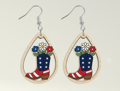 Patriotic Teardrop Earring SVG Bundle Laser Cut File for Glowforge