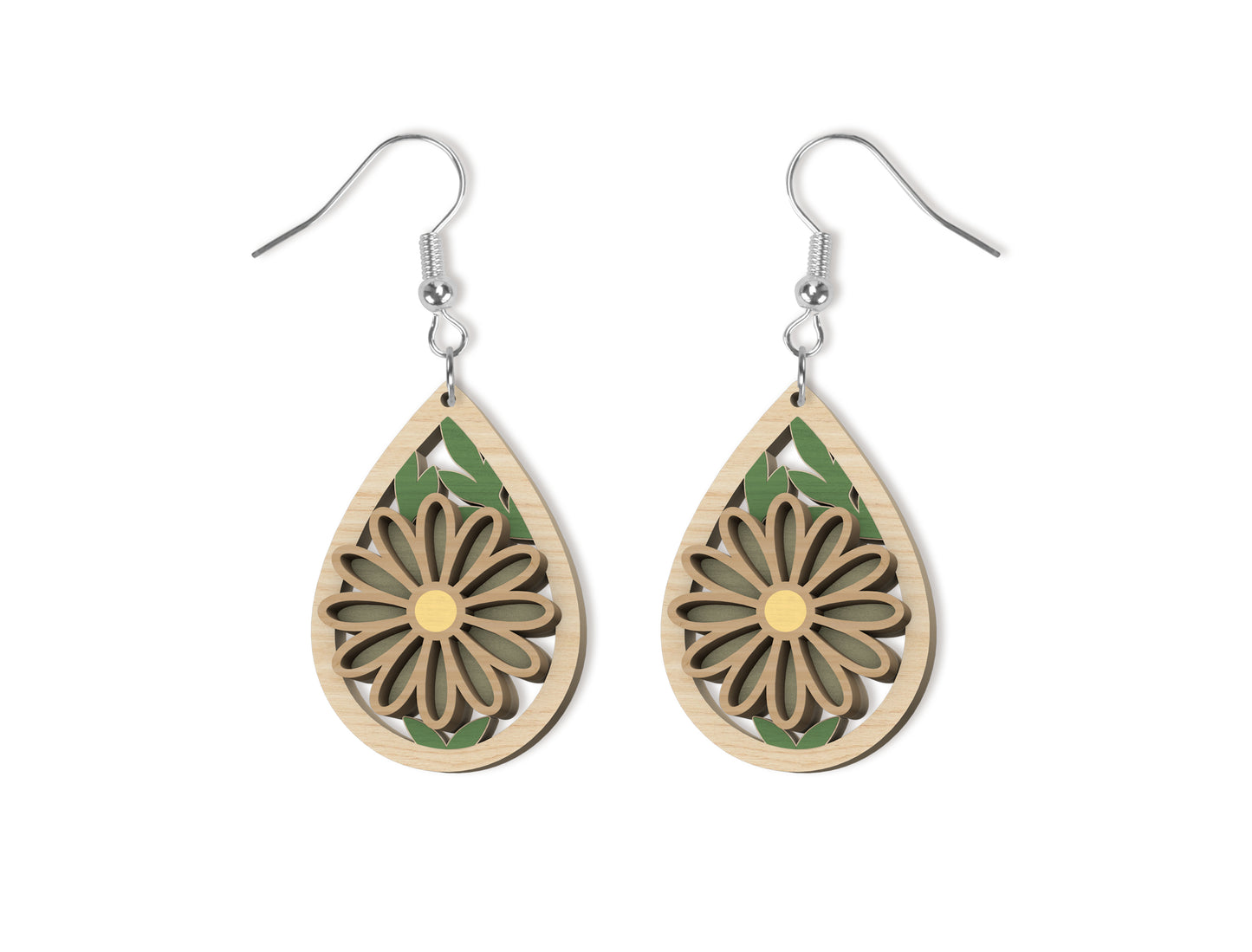 Floral Teardrop Earring SVG Bundle Spring Flower Jewelry Laser Cut File for xTool and Glowforge