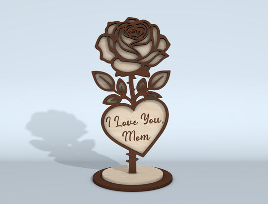Mother's Day Flower Heart Sign SVG Bundle 16 Designs for LightBurn